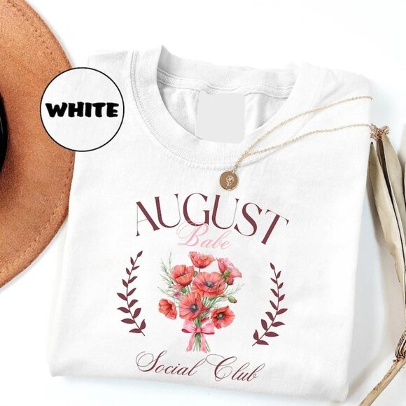 Tops - Comfort Colors Birth Month Shirt for August Birthday T-Shirt Birth Month Flower